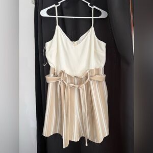 Striped Beige and Ivory Jumpsuit